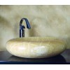 Round Beige Onyx Vessel Sink