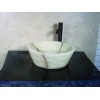 Round Cream Onyx Vessel Sink