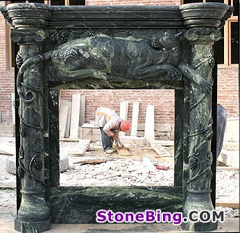 Flower Green Marble Fireplace