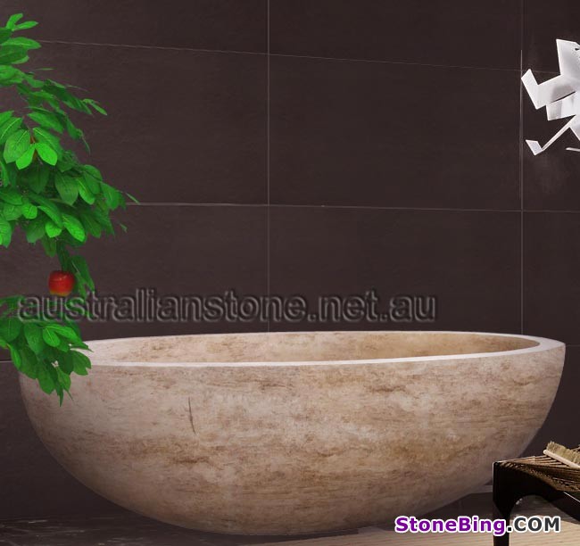 Beige Travertine Bathtub Project 81