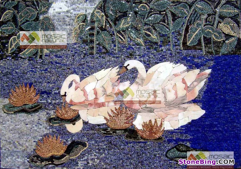 Goose in Lake Mosaic Art Tile 