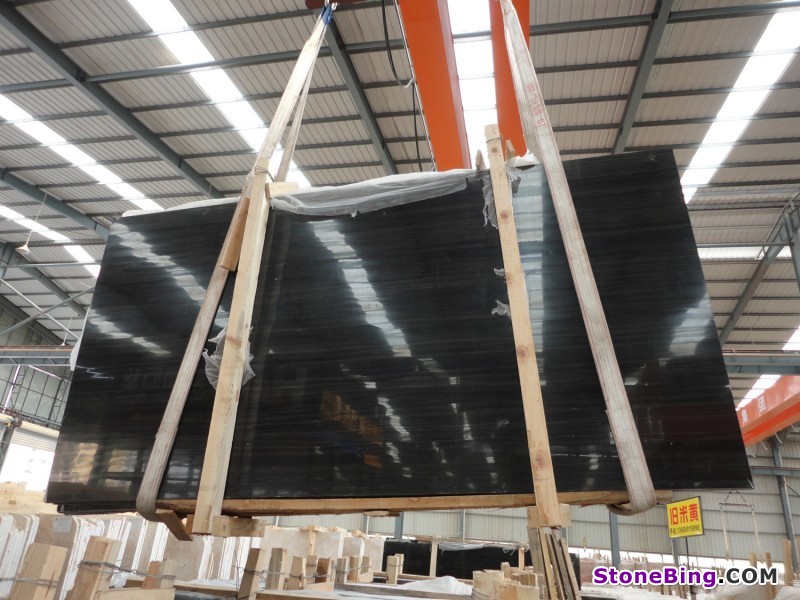 Wooden Black Marble Slabs