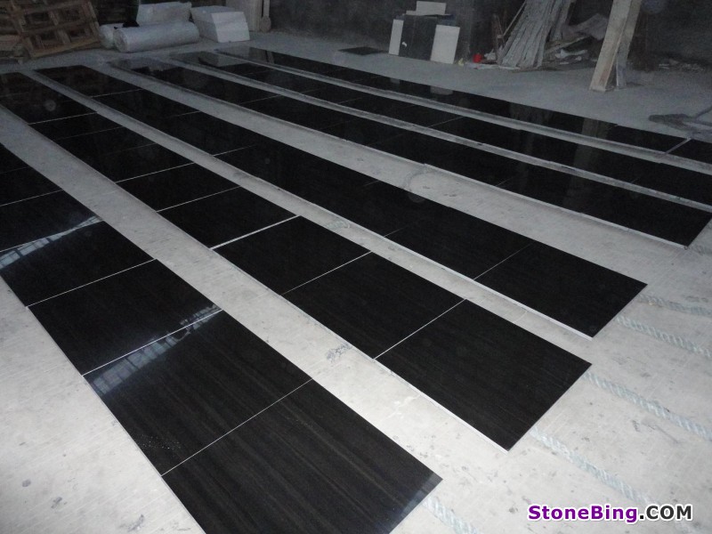 Wooden Black Marble Slabs
