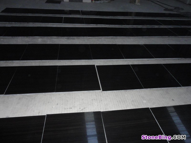 Wooden Black Marble Slabs