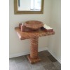 Red Marble Vessel Basin with Pedestal Stand