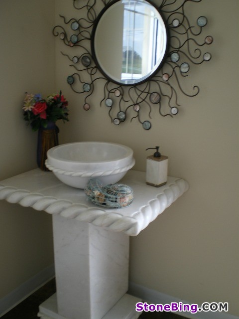 White Mexican Marble Vanity Top