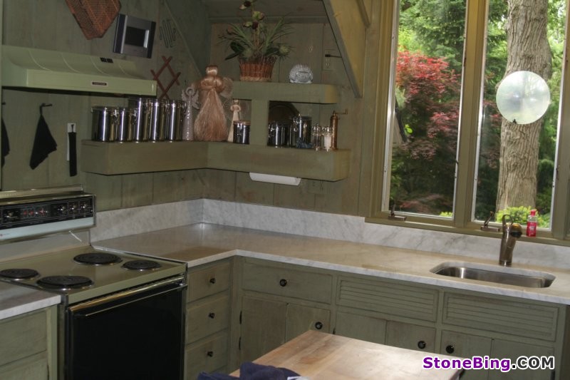 Honed White Carrera Kitchen Countertop