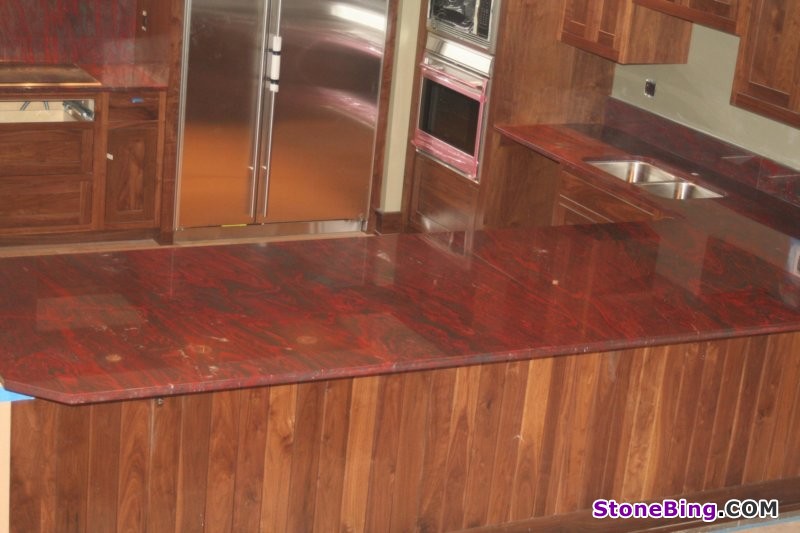 Iron Red Peninsula Kitchen Countertop