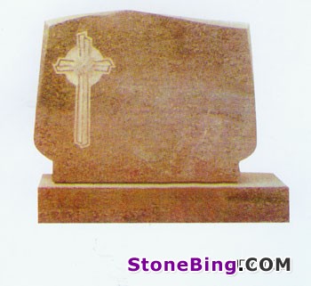 Yellow Tombstone with Cross Carving