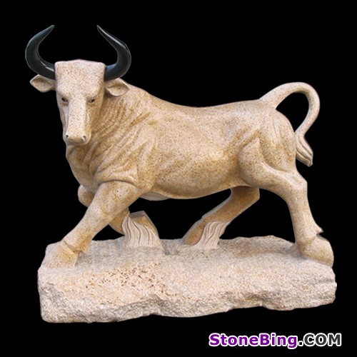 Yellow Granite Bull Sculpture