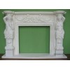 White stone fireplace