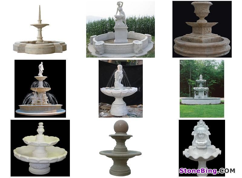 Stone fountain and balls