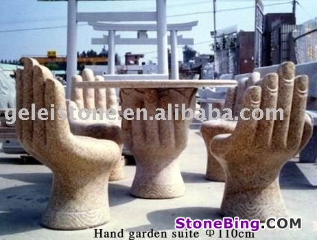 Stone table, chair and bench
