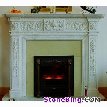 White Marble Fireplace FI-009