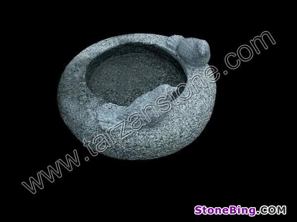 Round Bird Bath with birds carving TSC-003