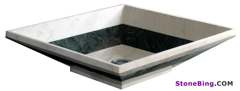 White & Green Marble Basin 28