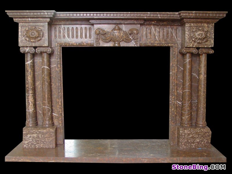 Brown Fireplace with Columns FPFC-004