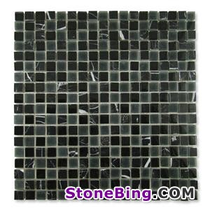 Black Marble & Glass Mosaic Tile