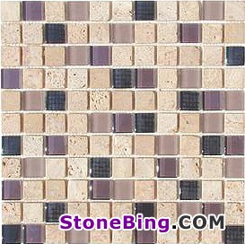 Yellow Travertine & Glass Mosaic Tile
