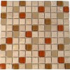 Travertine & Brown Glass Mosaic Tile