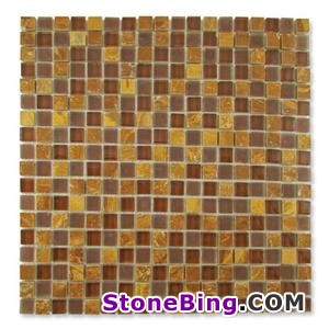 Brown Travertine & Glass Mosaic Tile
