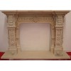 Beige Limestone Flower Carved Fireplace