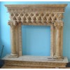 Yellow Limestone Flower Carved Fireplace