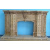 Antique Limestone Flower Carved Fireplace