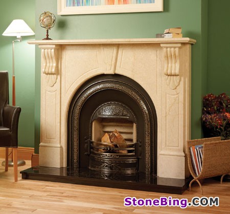 Yellow Marble Fireplace TH-CSF-010