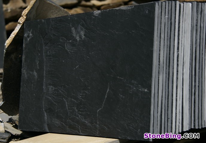 Black Smooth Slate Tile