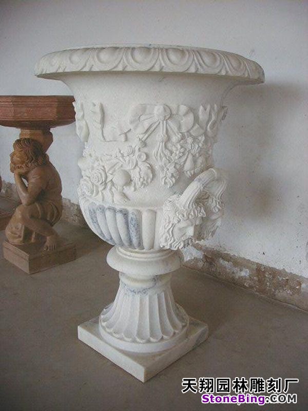 White Marble Flowerpot