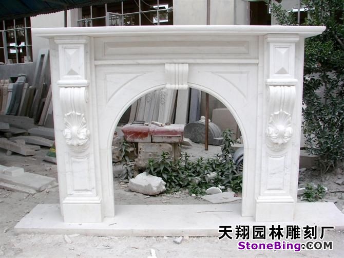 Simple Style Marble Fireplace