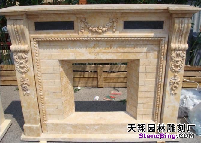 Yellow Marble Fireplace