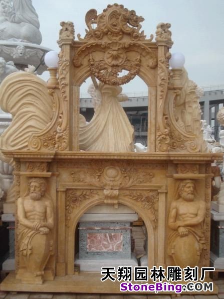 Carving Marble Fireplace