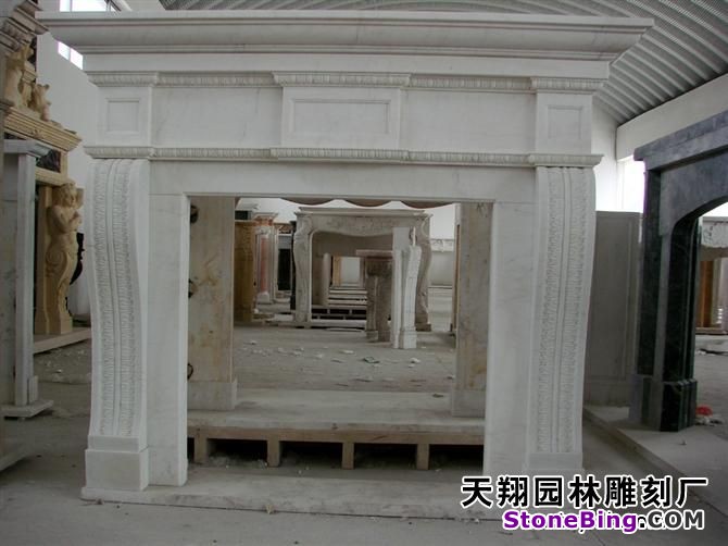 White Marble Simple Fireplace