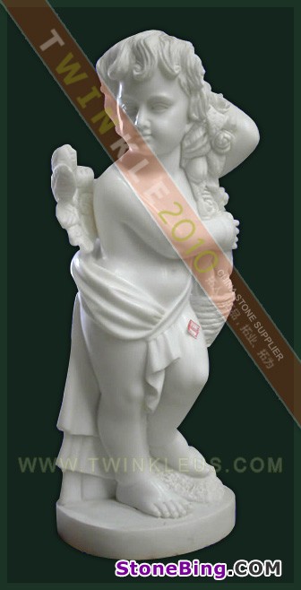 White Marble Child Sculpture