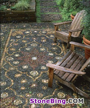 Mosaic - outdoors & made of pebbles