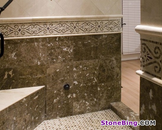 Natural stone mosaic chair rail