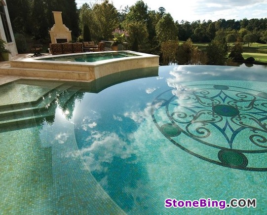 Stone Mosaic Used on Pool