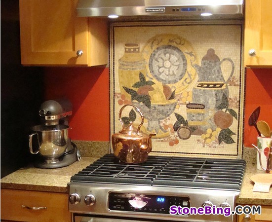 Stone Mosaic Design in Kitchen