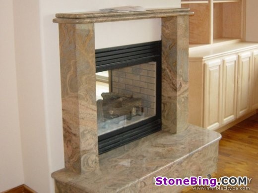 Juparana Colombo Granite Fireplace