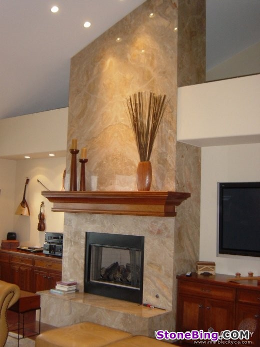 Brecia Oniciata Marble Fireplace