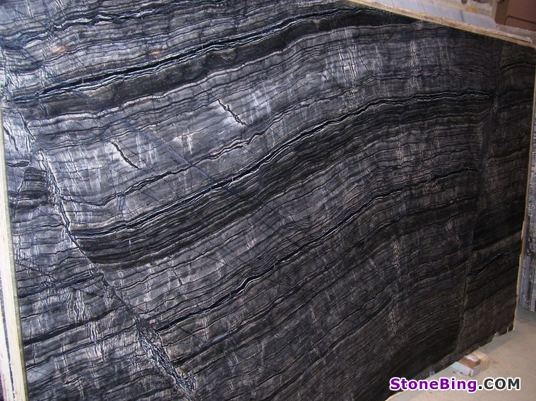 Black Cloudy Marble Slab