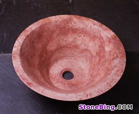 Red Travertine Deep V Sink