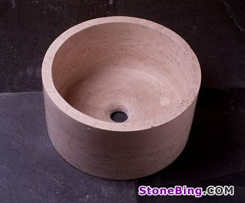 Ivory Travertine Cylindrical Sink