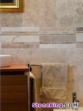 Strips of natural stone for the bathroom