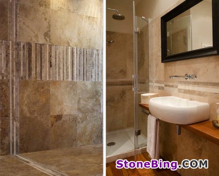 Strips of natural stone for the bathroom