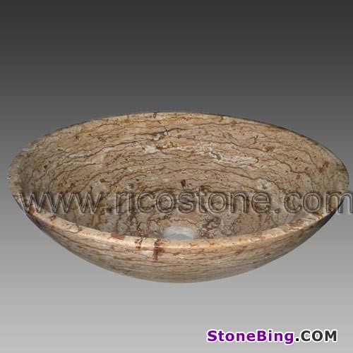 Walnut Travertine Round Vessel Sink