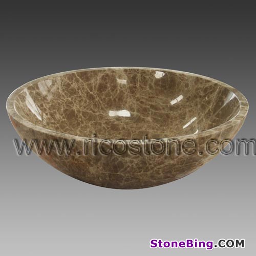 Light Emperador Marble Vessel Sink