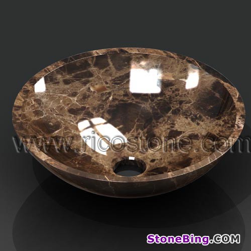 Dark Emperador Marble Vessel Sink